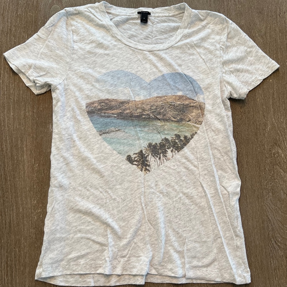 J. Crew Light Heather Gray Crew Neck T Shirt Small